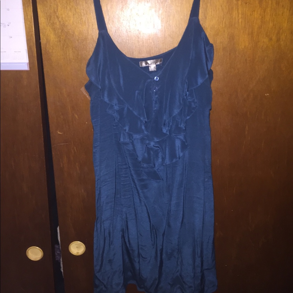 Blue ruffle jersey dress